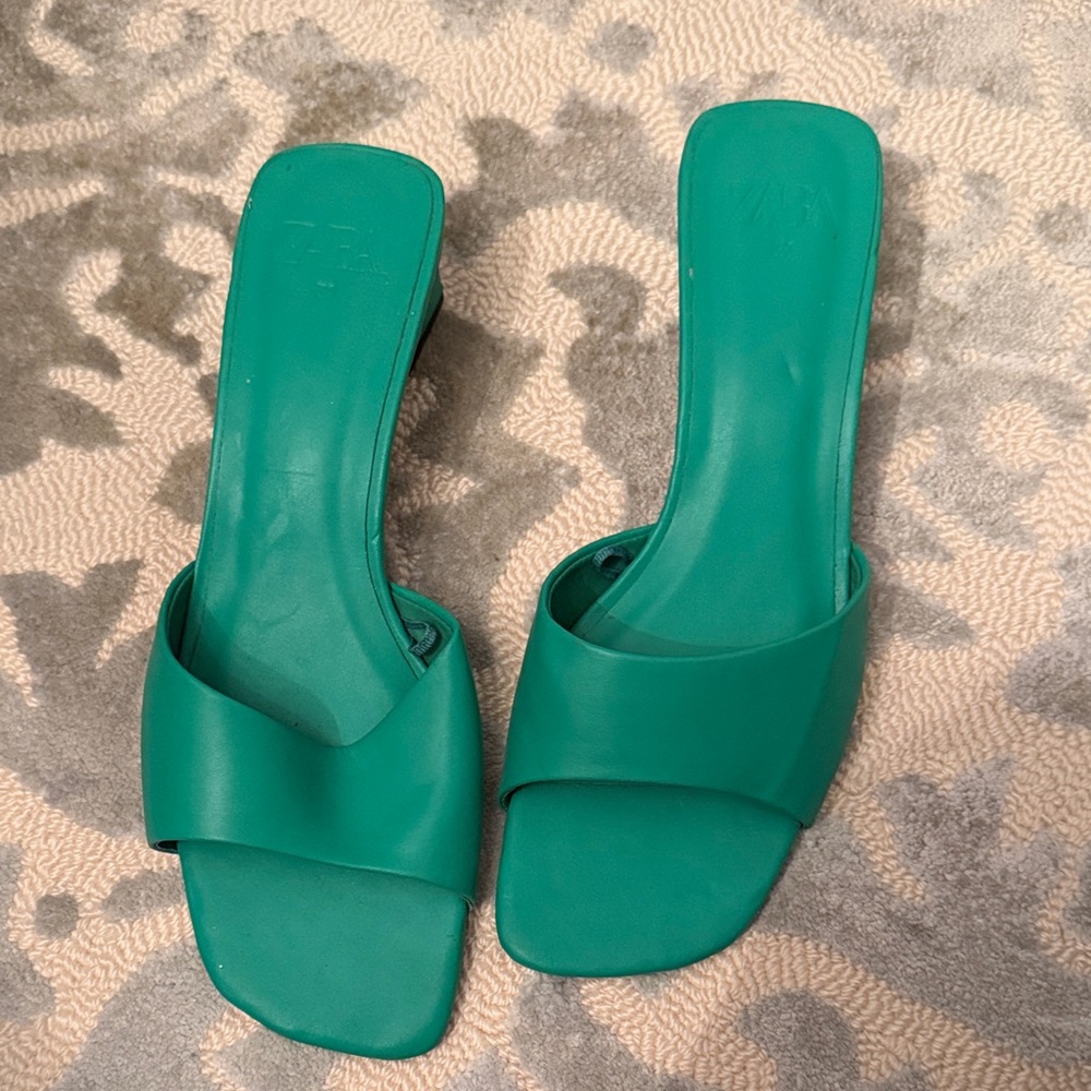 Zara green mules NEW